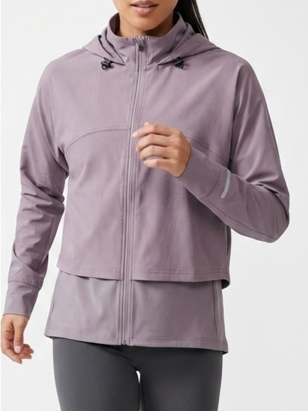 Sweaty Betty Fast Track Running Jacket M Purple Grey Layered Windbreaker